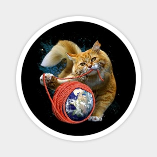 Cute Photographic Kitty Cat Playing Earth Yarn Gift For Cat Lovers Magnet